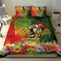 Hawaiian Reggae Bedding Set Jawaiian One Love-Tribal Tatoos and Rastafari Lion - Polynesian Pride
