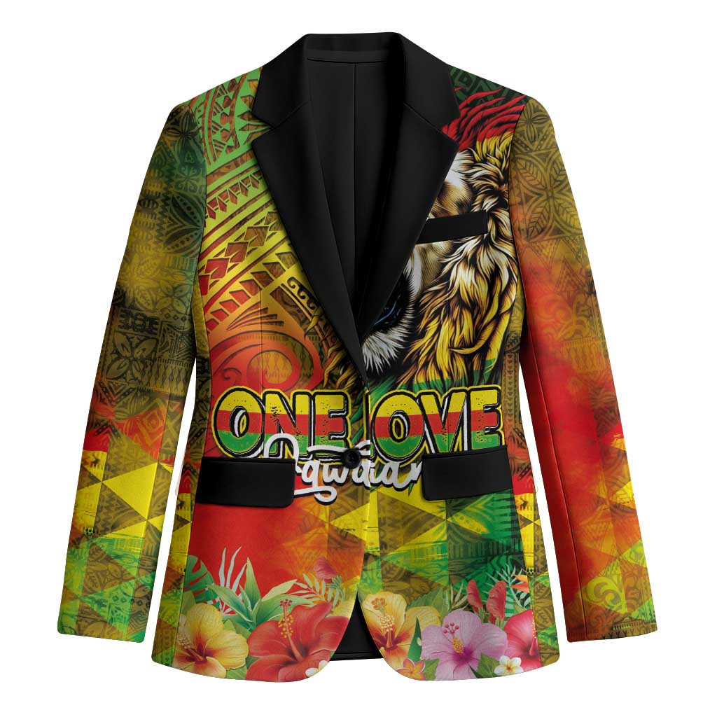 Hawaiian Reggae Blazer Jawaiian One Love-Tribal Tatoos and Rastafari Lion - Polynesian Pride