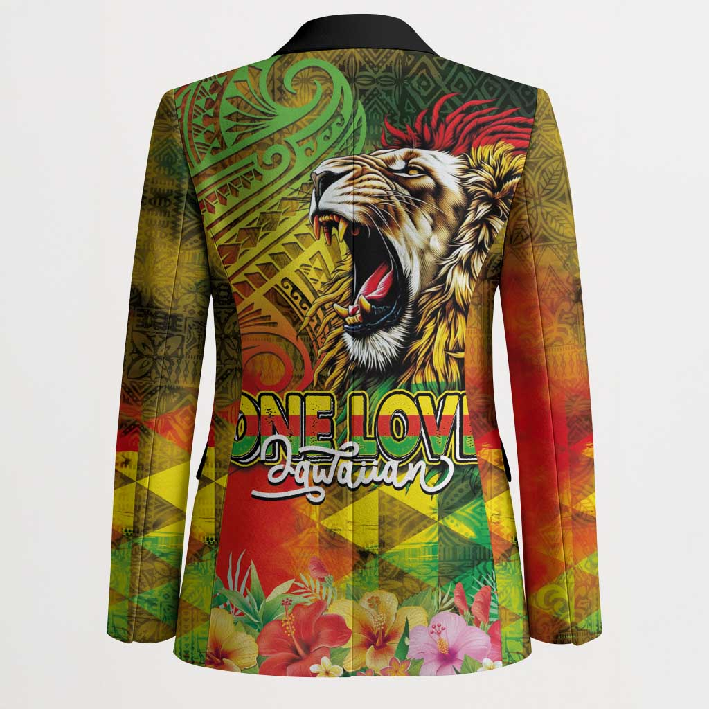 Hawaiian Reggae Blazer Jawaiian One Love-Tribal Tatoos and Rastafari Lion - Polynesian Pride