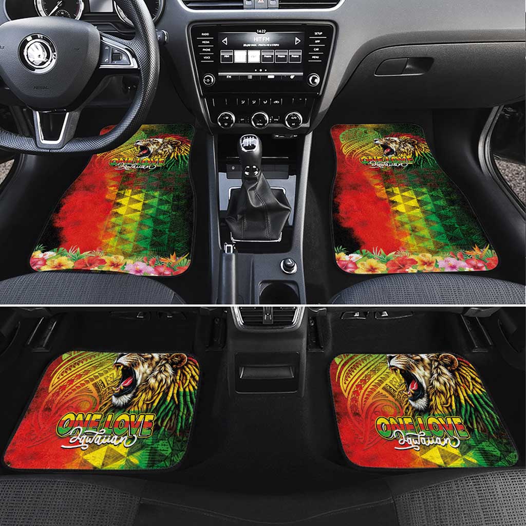 Hawaiian Reggae Car Mats Jawaiian One Love-Tribal Tatoos and Rastafari Lion - Polynesian Pride
