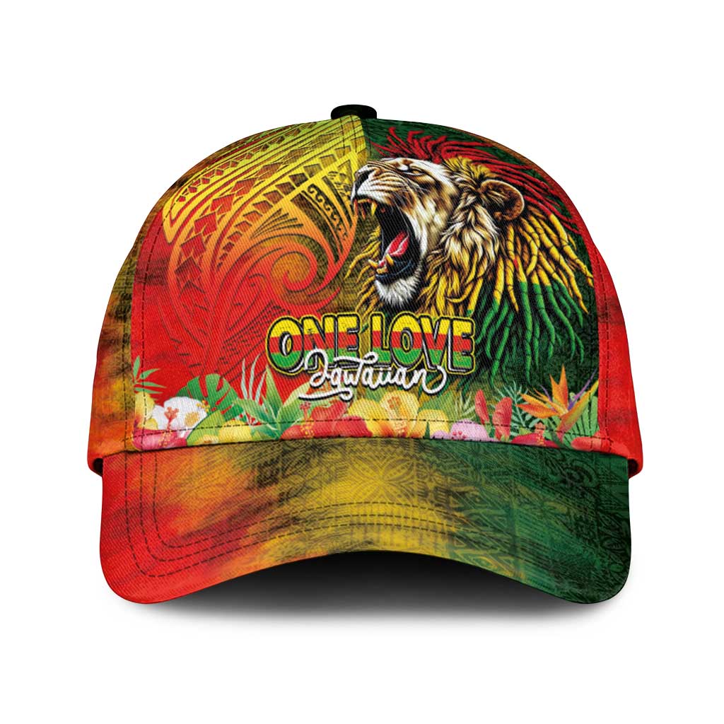 Hawaiian Reggae Classic Cap Jawaiian One Love-Tribal Tatoos and Rastafari Lion - Polynesian Pride