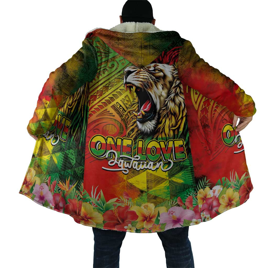 Hawaiian Reggae Cloak Jawaiian One Love-Tribal Tatoos and Rastafari Lion - Polynesian Pride