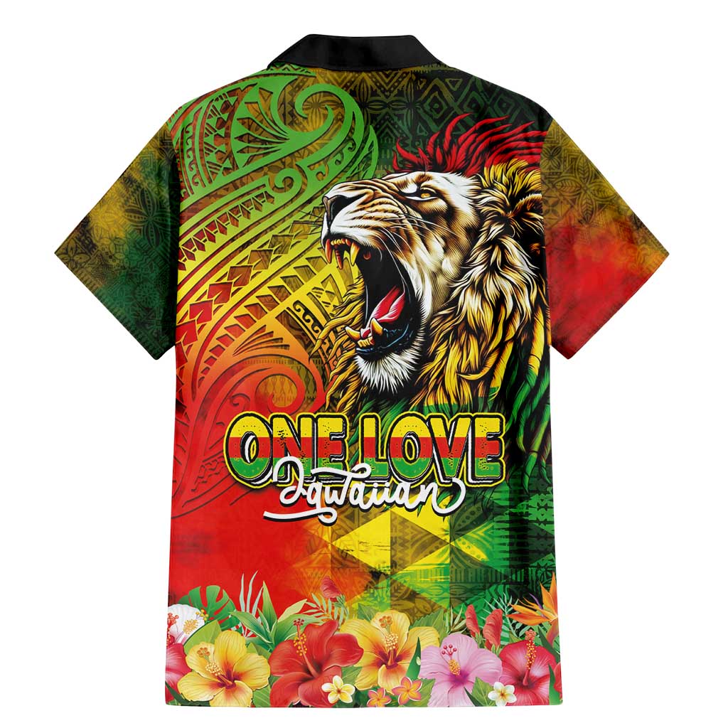Hawaiian Reggae Family Matching Mermaid Dress and Hawaiian Shirt Jawaiian One Love-Tribal Tatoos and Rastafari Lion - Polynesian Pride