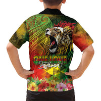 Hawaiian Reggae Family Matching Puletasi and Hawaiian Shirt Jawaiian One Love-Tribal Tatoos and Rastafari Lion LT03 - Polynesian Pride