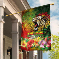 Hawaiian Reggae Garden Flag Jawaiian One Love-Tribal Tatoos and Rastafari Lion - Polynesian Pride