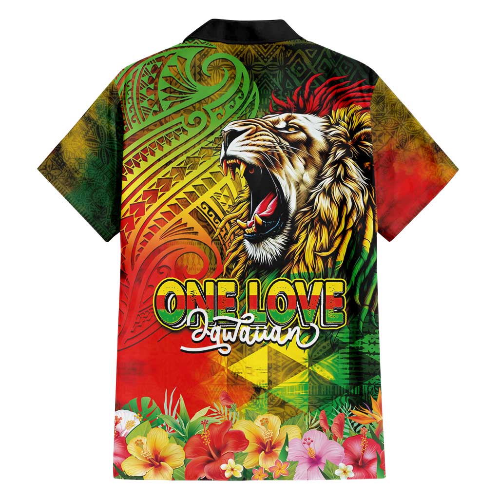 Hawaiian Reggae Hawaiian Shirt Jawaiian One Love-Tribal Tatoos and Rastafari Lion - Polynesian Pride