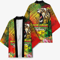 Hawaiian Reggae Kimono Jawaiian One Love-Tribal Tatoos and Rastafari Lion - Polynesian Pride