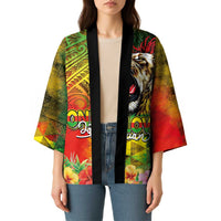 Hawaiian Reggae Kimono Jawaiian One Love-Tribal Tatoos and Rastafari Lion - Polynesian Pride