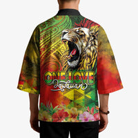 Hawaiian Reggae Kimono Jawaiian One Love-Tribal Tatoos and Rastafari Lion - Polynesian Pride