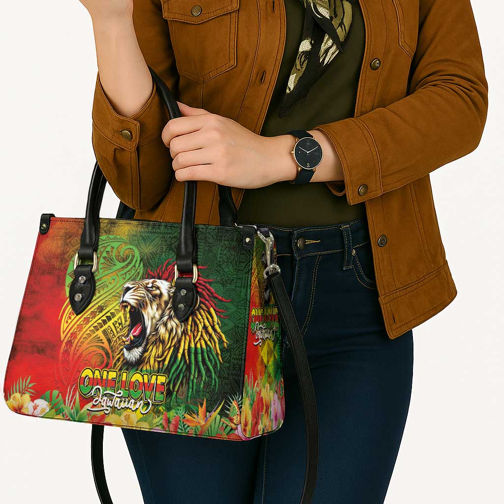 Hawaiian Reggae Leather Bag Jawaiian One Love-Tribal Tatoos and Rastafari Lion - Polynesian Pride