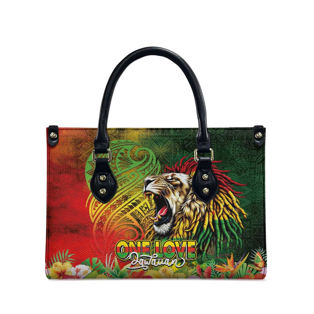 Hawaiian Reggae Leather Bag Jawaiian One Love-Tribal Tatoos and Rastafari Lion - Polynesian Pride