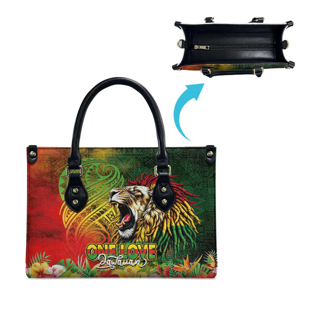 Hawaiian Reggae Leather Bag Jawaiian One Love-Tribal Tatoos and Rastafari Lion - Polynesian Pride