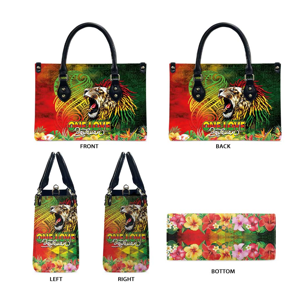 Hawaiian Reggae Leather Bag Jawaiian One Love-Tribal Tatoos and Rastafari Lion - Polynesian Pride