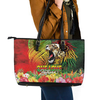 Hawaiian Reggae Leather Tote Bag Jawaiian One Love-Tribal Tatoos and Rastafari Lion - Polynesian Pride