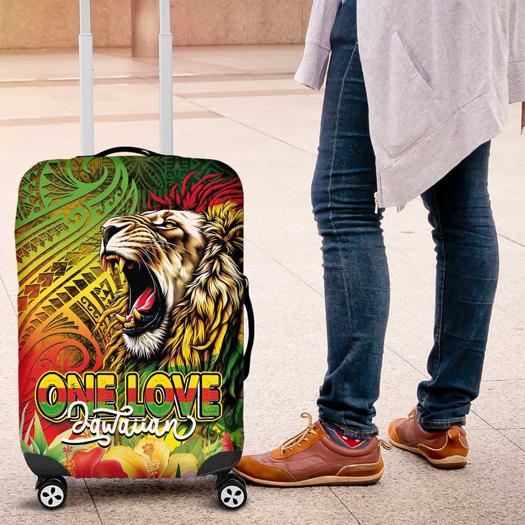 Hawaiian Reggae Luggage Cover Jawaiian One Love-Tribal Tatoos and Rastafari Lion - Polynesian Pride
