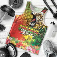 Hawaiian Reggae Men Tank Top Jawaiian One Love-Tribal Tatoos and Rastafari Lion - Polynesian Pride