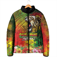 Hawaiian Reggae Padded Jacket Jawaiian One Love-Tribal Tatoos and Rastafari Lion - Polynesian Pride