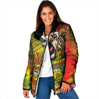 Hawaiian Reggae Padded Jacket Jawaiian One Love-Tribal Tatoos and Rastafari Lion - Polynesian Pride
