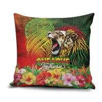 Hawaiian Reggae Pillow Cover Jawaiian One Love-Tribal Tatoos and Rastafari Lion - Polynesian Pride
