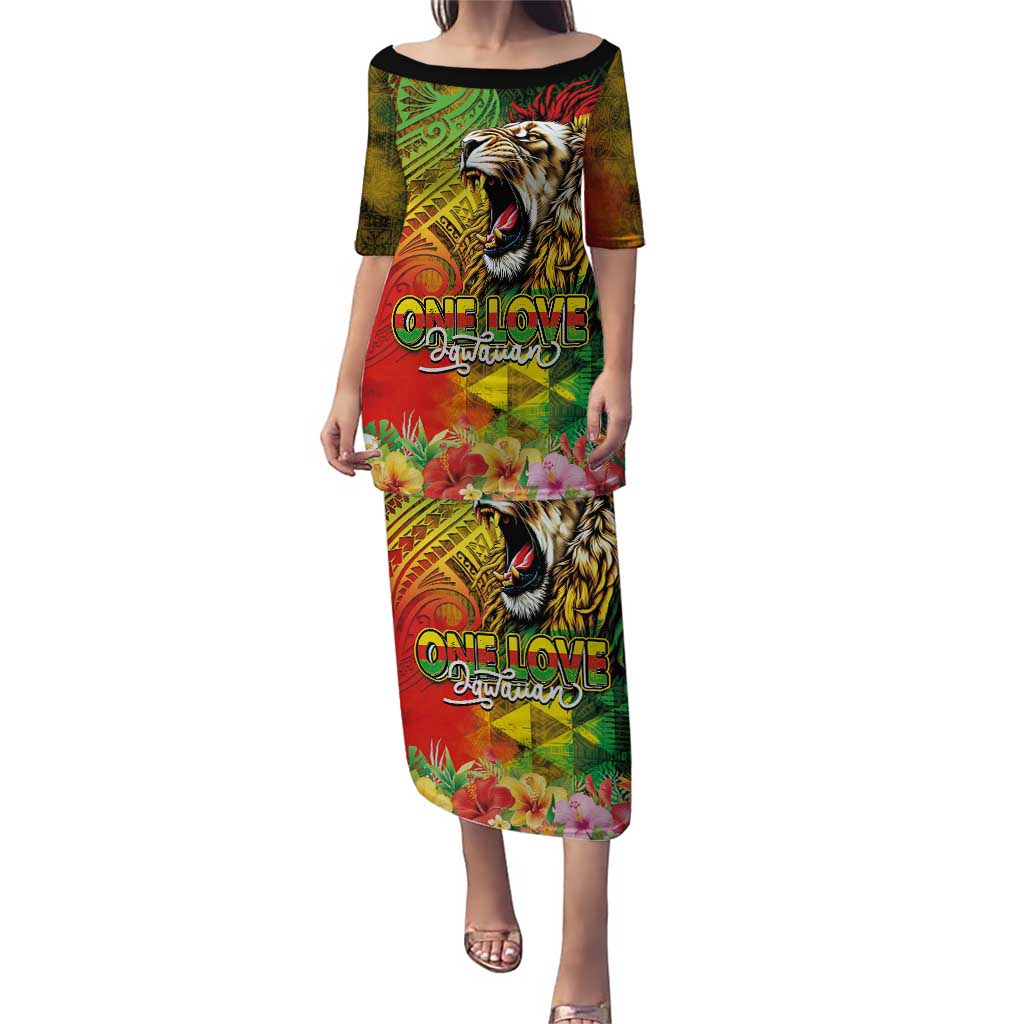 Hawaiian Reggae Puletasi Jawaiian One Love-Tribal Tatoos and Rastafari Lion - Polynesian Pride