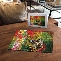 Hawaiian Reggae Puzzle Jawaiian One Love-Tribal Tatoos and Rastafari Lion - Polynesian Pride