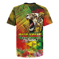 Hawaiian Reggae Rugby Jersey Jawaiian One Love-Tribal Tatoos and Rastafari Lion - Polynesian Pride