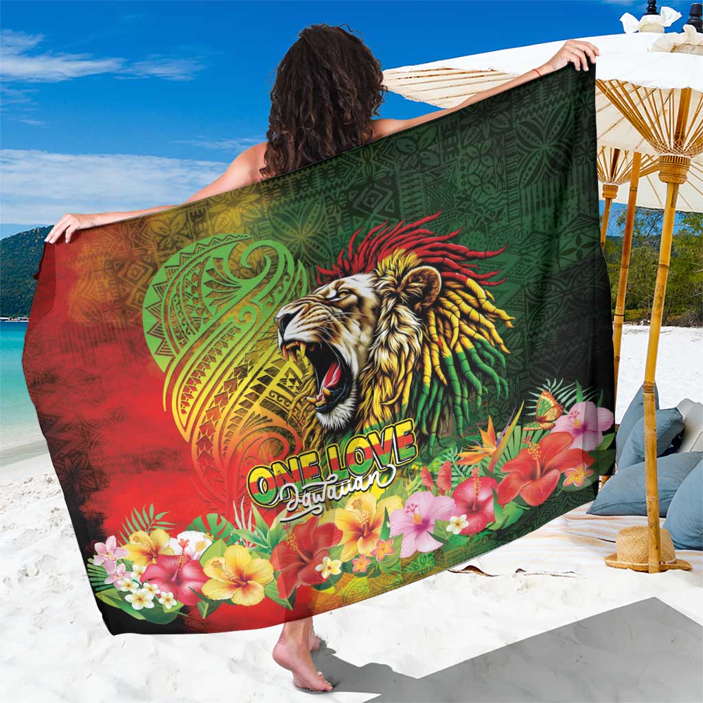 Hawaiian Reggae Sarong Jawaiian One Love-Tribal Tatoos and Rastafari Lion - Polynesian Pride
