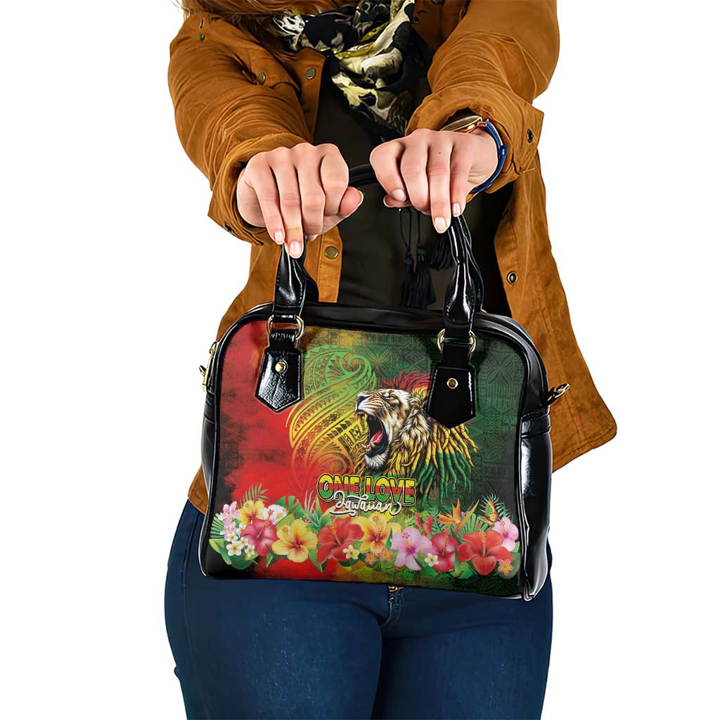 Hawaiian Reggae Shoulder Handbag Jawaiian One Love-Tribal Tatoos and Rastafari Lion - Polynesian Pride