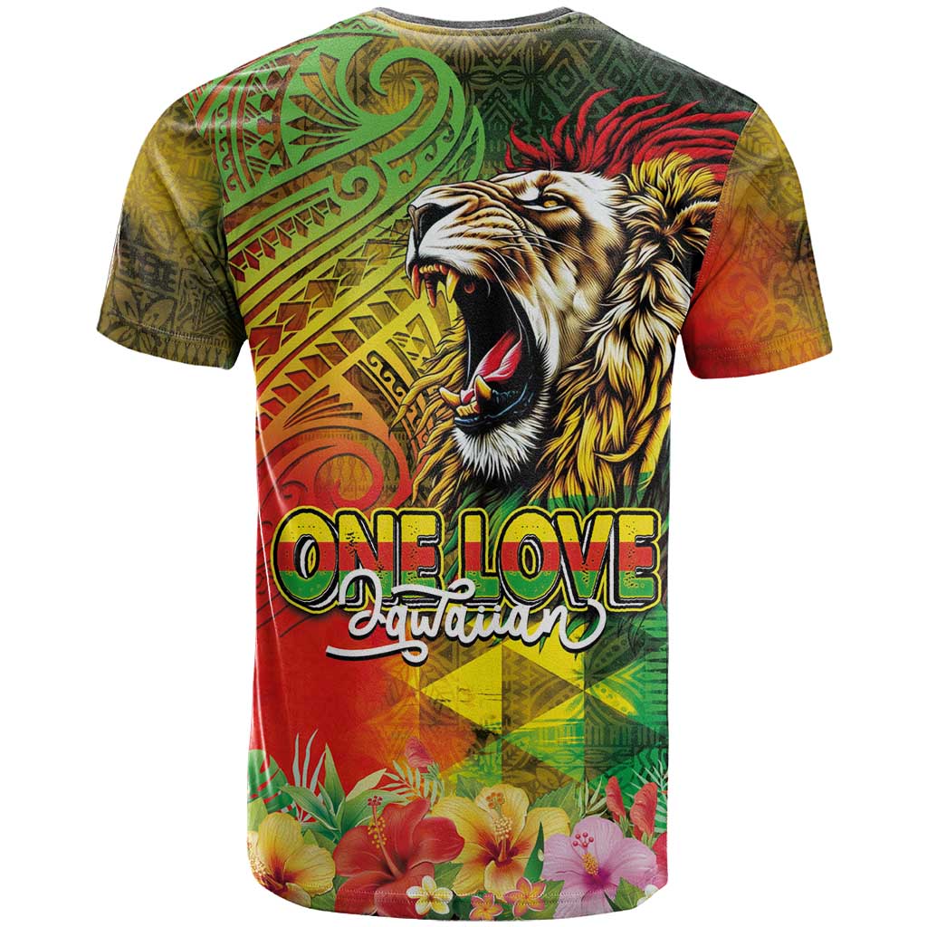 Hawaiian Reggae T Shirt Jawaiian One Love-Tribal Tatoos and Rastafari Lion LT03 - Polynesian Pride