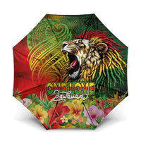 Hawaiian Reggae Umbrella Jawaiian One Love-Tribal Tatoos and Rastafari Lion - Polynesian Pride
