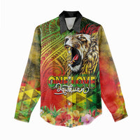 Hawaiian Reggae Women Casual Shirt Jawaiian One Love-Tribal Tatoos and Rastafari Lion - Polynesian Pride