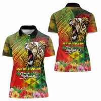 Hawaiian Reggae Women Polo Shirt Jawaiian One Love-Tribal Tatoos and Rastafari Lion - Polynesian Pride