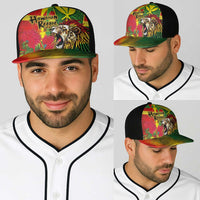 Hawaiian Reggae Baseball Net Cap Kakau Art Motifs with Ohia Lehua and Rastafari Lion - Polynesian Pride