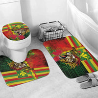 Hawaiian Reggae Bathroom Set Kakau Art Motifs with Ohia Lehua and Rastafari Lion - Polynesian Pride