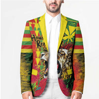 Hawaiian Reggae Blazer Kakau Art Motifs with Ohia Lehua and Rastafari Lion - Polynesian Pride