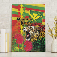 Hawaiian Reggae Canvas Wall Art Kakau Art Motifs with Ohia Lehua and Rastafari Lion - Polynesian Pride