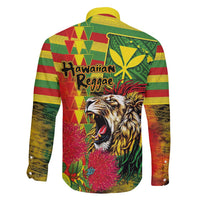 Hawaiian Reggae Family Matching Off Shoulder Maxi Dress and Hawaiian Shirt Kakau Art Motifs with Ohia Lehua and Rastafari Lion - Polynesian Pride