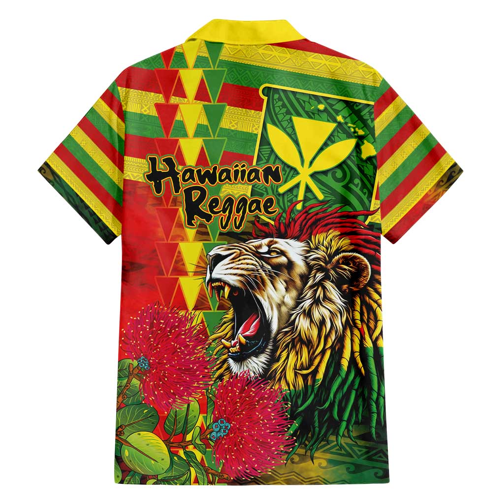 Hawaiian Reggae Family Matching Tank Maxi Dress and Hawaiian Shirt Kakau Art Motifs with Ohia Lehua and Rastafari Lion - Polynesian Pride