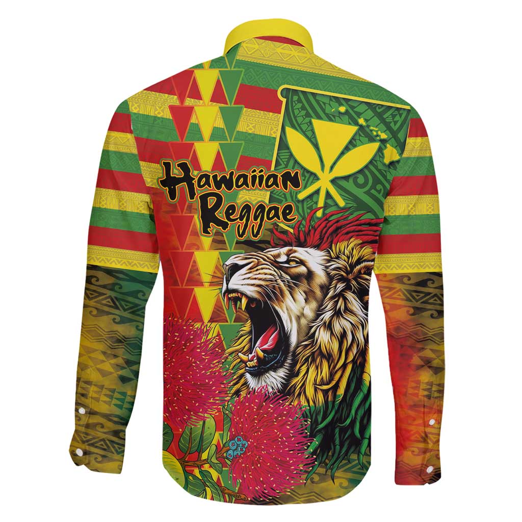 Hawaiian Reggae Family Matching Tank Maxi Dress and Hawaiian Shirt Kakau Art Motifs with Ohia Lehua and Rastafari Lion - Polynesian Pride