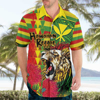 Hawaiian Reggae Hawaiian Shirt Kakau Art Motifs with Ohia Lehua and Rastafari Lion - Polynesian Pride