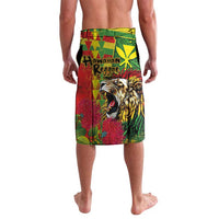 Hawaiian Reggae Lavalava Kakau Art Motifs with Ohia Lehua and Rastafari Lion - Polynesian Pride