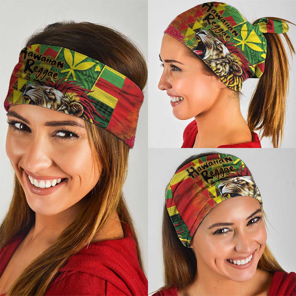 Hawaiian Reggae Neck Gaiter Kakau Art Motifs with Ohia Lehua and Rastafari Lion - Polynesian Pride