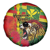 Hawaiian Reggae Spare Tire Cover Kakau Art Motifs with Ohia Lehua and Rastafari Lion - Polynesian Pride