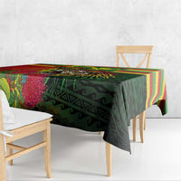 Hawaiian Reggae Tablecloth Kakau Art Motifs with Ohia Lehua and Rastafari Lion - Polynesian Pride