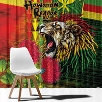 Hawaiian Reggae Window Curtain Kakau Art Motifs with Ohia Lehua and Rastafari Lion - Polynesian Pride