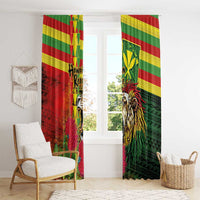 Hawaiian Reggae Window Curtain Kakau Art Motifs with Ohia Lehua and Rastafari Lion - Polynesian Pride