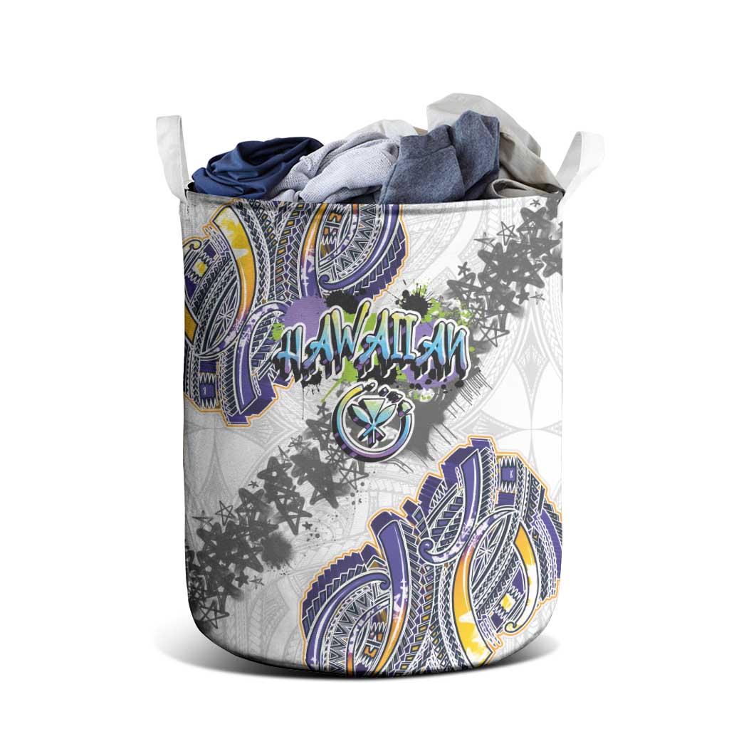 Traditional Art Hawaiian Kakau Tattoos Laundry Basket Graffiti Style - Polynesian Pride