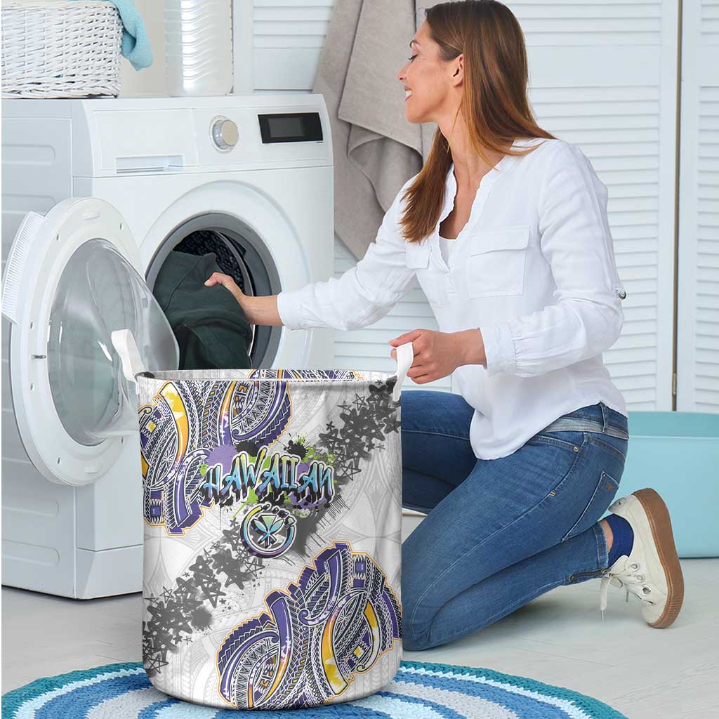 Traditional Art Hawaiian Kakau Tattoos Laundry Basket Graffiti Style - Polynesian Pride