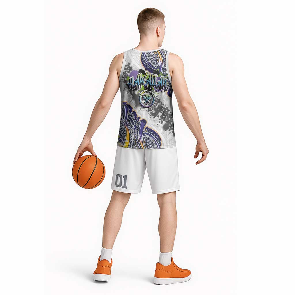 Traditional Art Hawaiian Kakau Tattoos Basketball Jersey Graffiti Style - Polynesian Pride