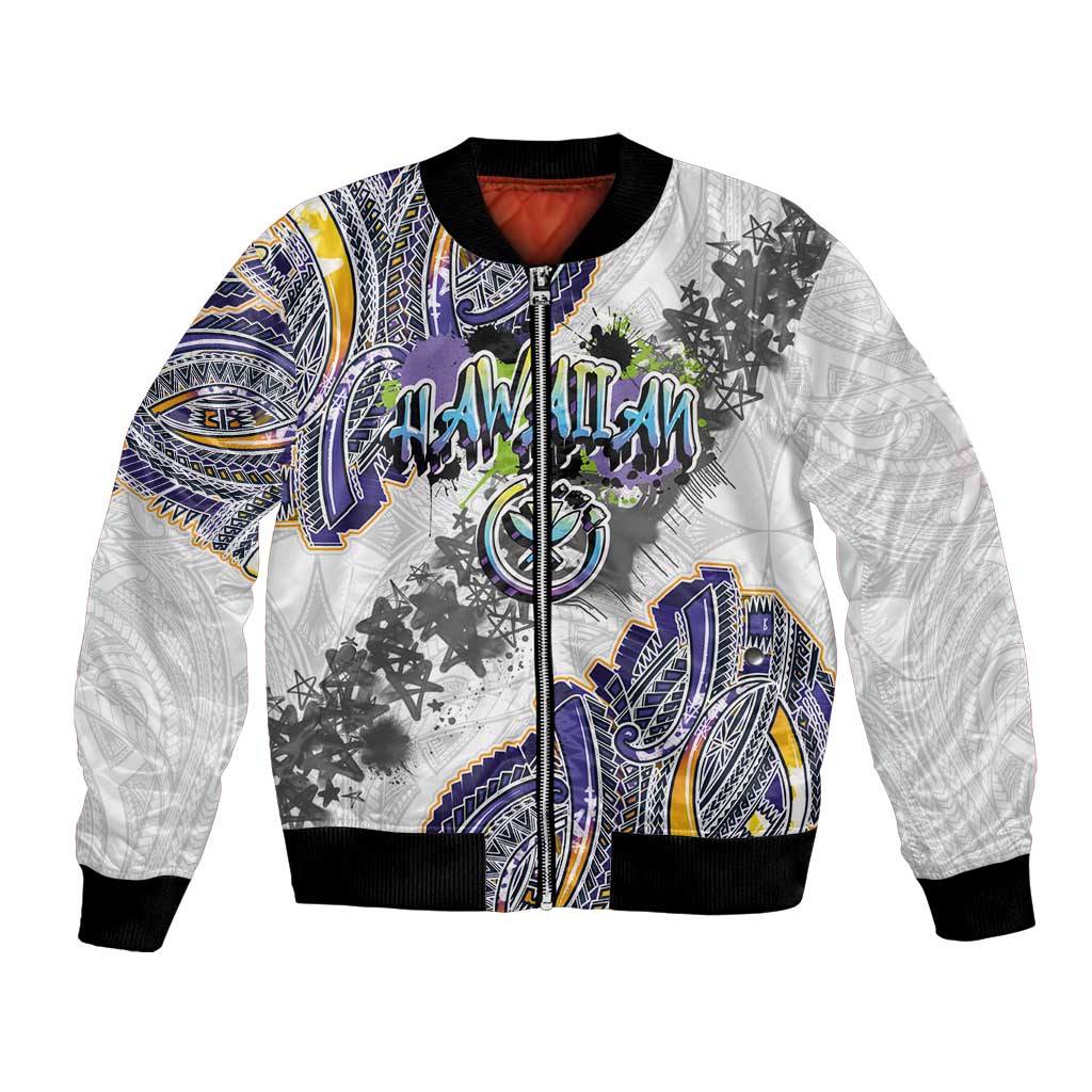 Traditional Art Hawaiian Kakau Tattoos Bomber Jacket Graffiti Style - Polynesian Pride